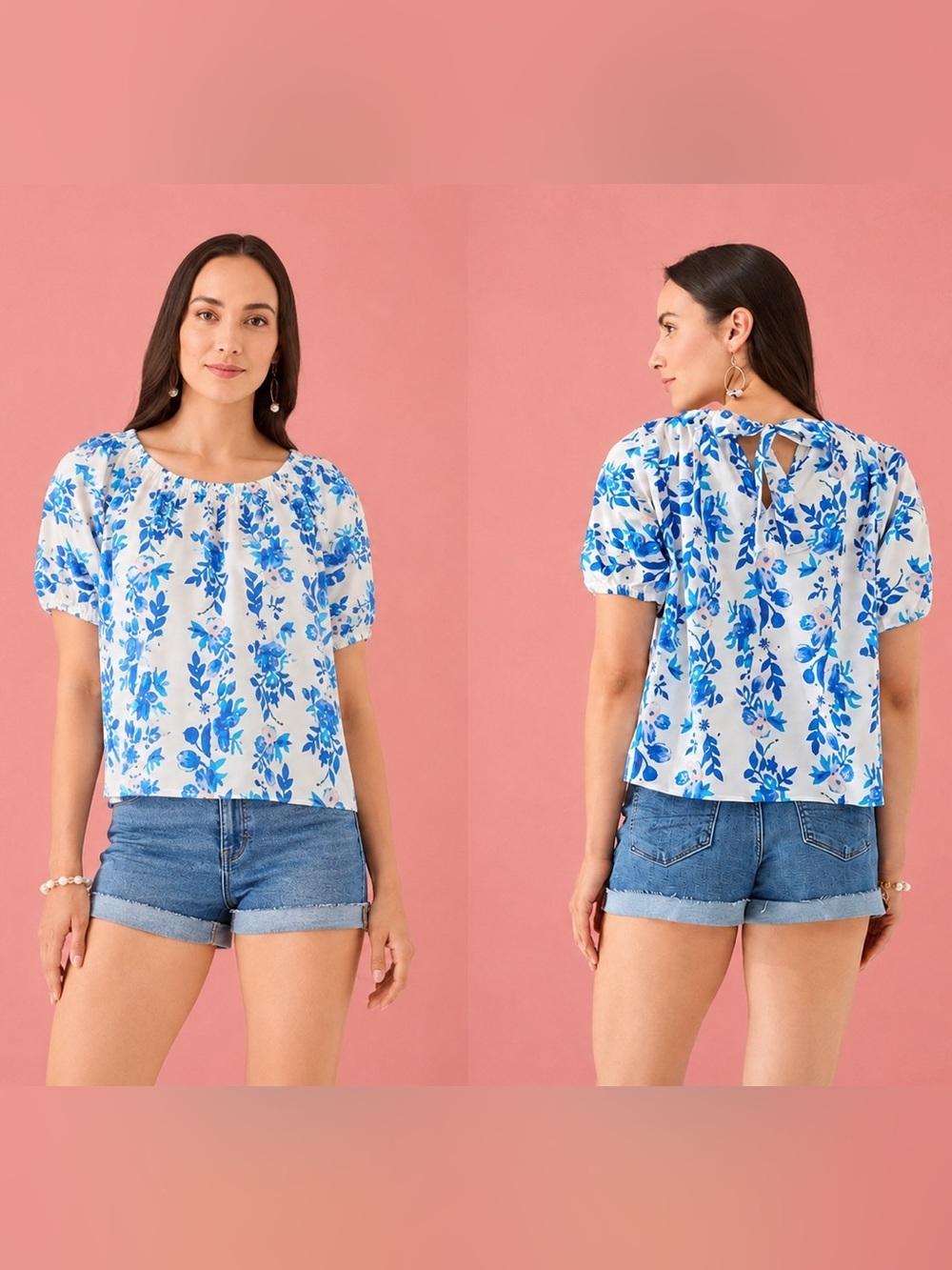 Alivia “the Ava top” floral cotton tie back blouse